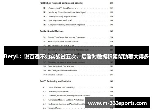BeryL：说百遍不如实战试五次，后者对数据积累帮助要大得多